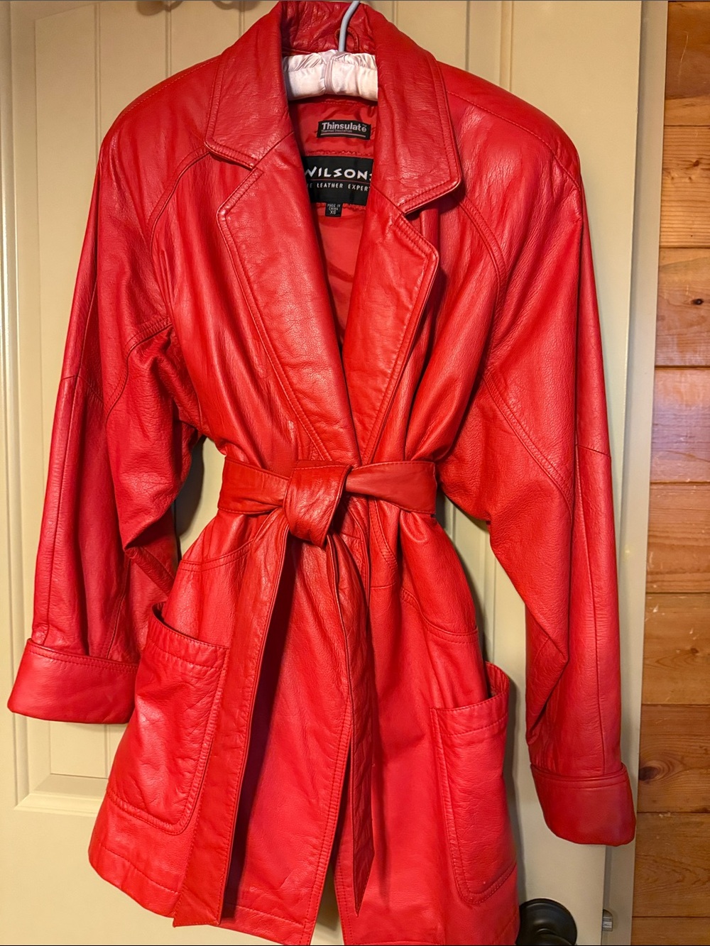 Wilson Bold Red Leather Belted Women's Jacket